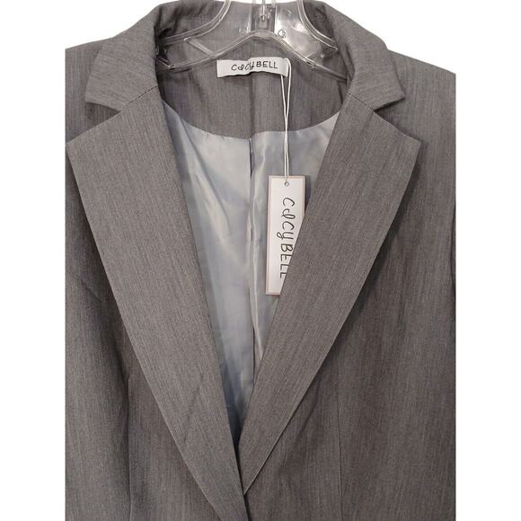 Cicy Bell Blazer Sz M Gray Business Casual One Button Pockets Classic Career New - Picture 5 of 16
